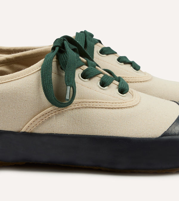 Drake's Drake's By Reproduction Of Found Ecru And Navy Military Trainer