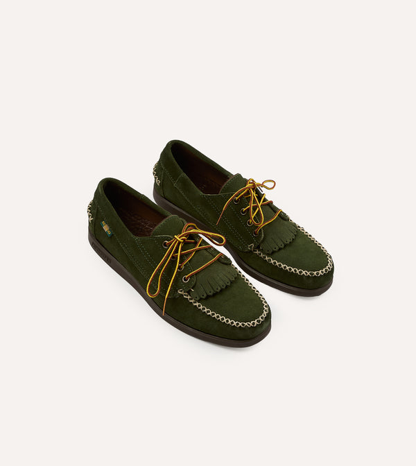 drake's Drake's by Sebago Campsides Askook Kilt Green Suede Shoe