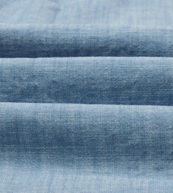 Drake's Chambray Cotton Mandarin Collar Shirt