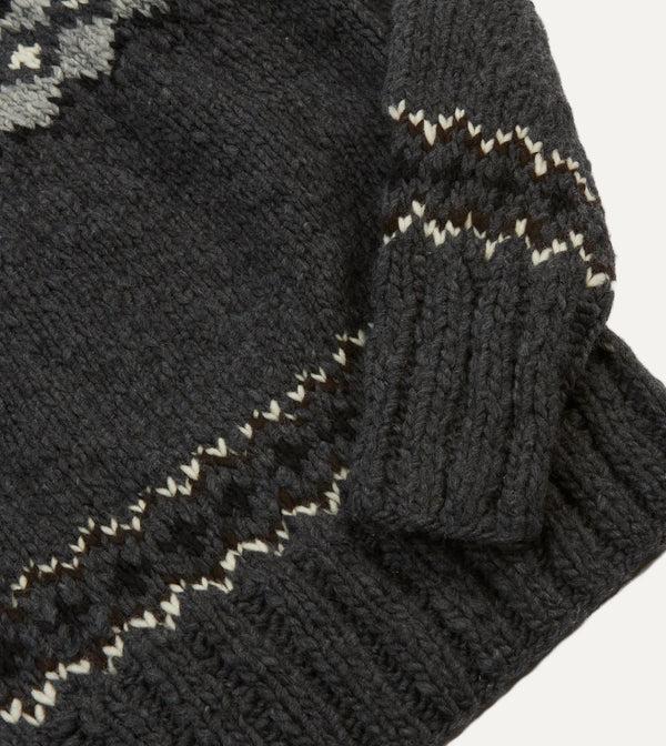 Drake's Chamula Grey Fairisle Merino Jumper