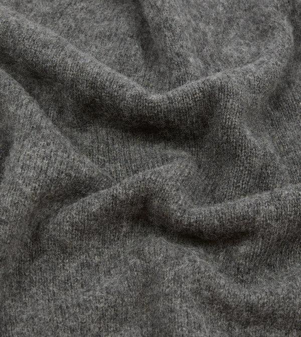 Drake's Charcoal Brushed Shetland Crew Neck Jumper