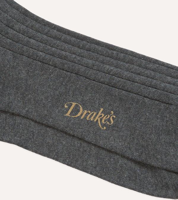 Drake's Charcoal Cotton Mid-Calf Socks