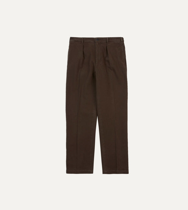 Drake's Cocoa Heavy Cotton Twill Games Trousers