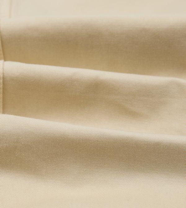Drake's Cream Cotton Wide Leg Flat Front Chino