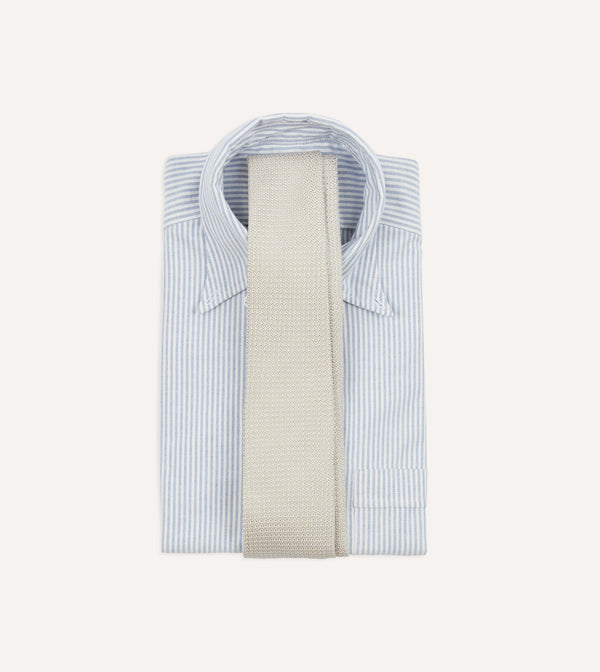 Drake's Cream Hand Rolled Large Knot Grenadine Tie