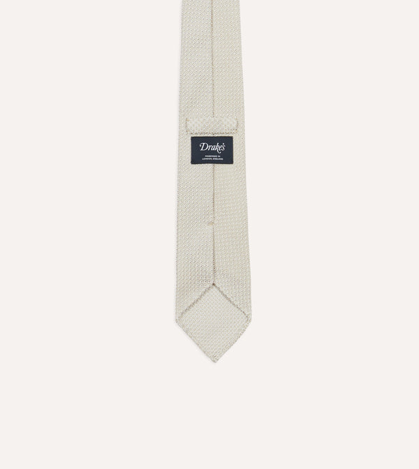 Drake's Cream Hand Rolled Large Knot Grenadine Tie