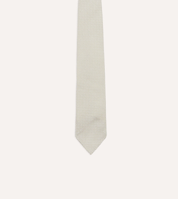 Drake's Cream Hand Rolled Large Knot Grenadine Tie