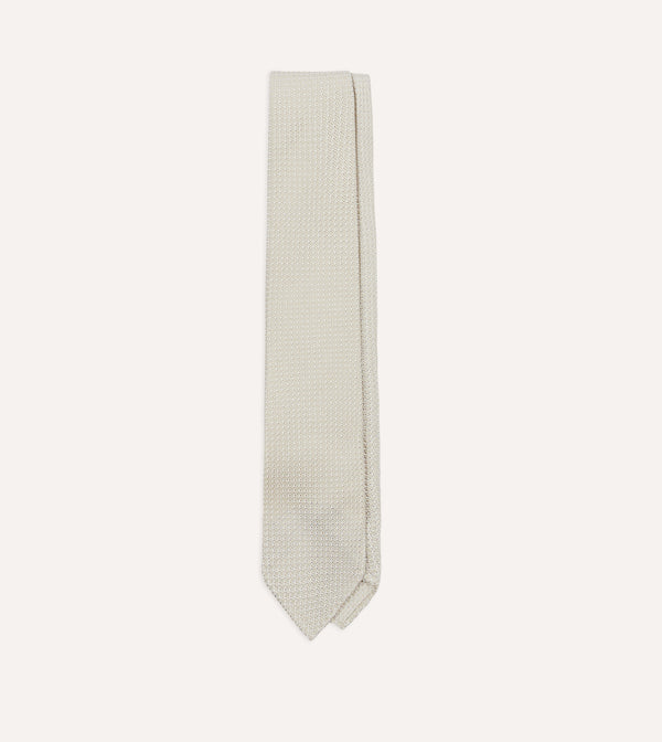 drake's Cream Hand Rolled Large Knot Grenadine Tie