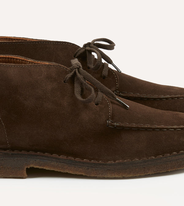 Drake's Crosby Moc-Toe Chukka Boot Brown Suede