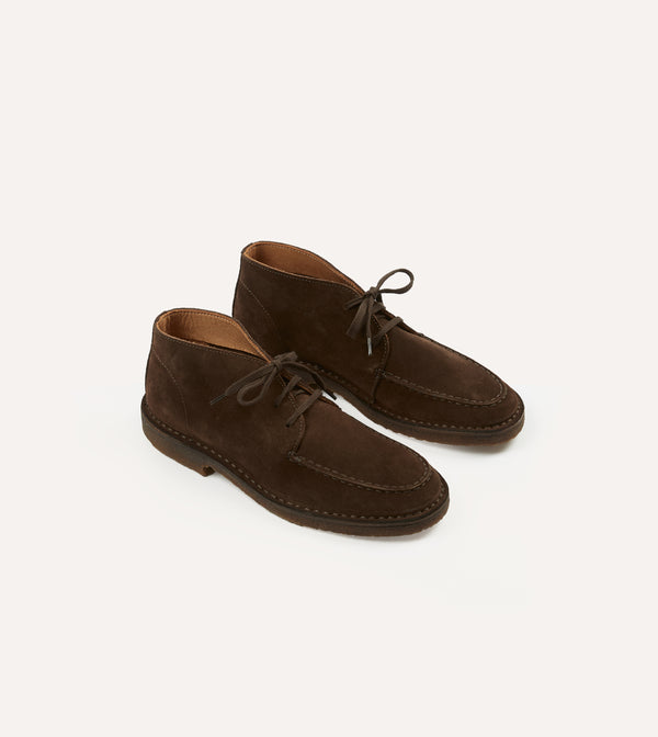 drake's Crosby Moc-Toe Chukka Boot Brown Suede