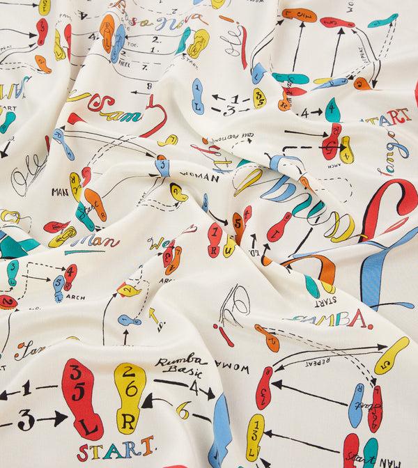 Drake's Dance Steps Print Silk Bandana