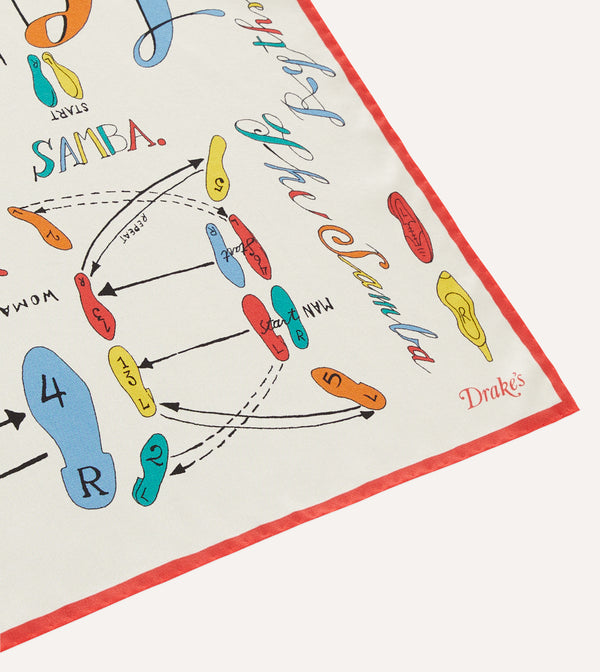 Drake's Dance Steps Print Silk Bandana