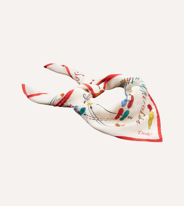 Drake's Dance Steps Print Silk Bandana