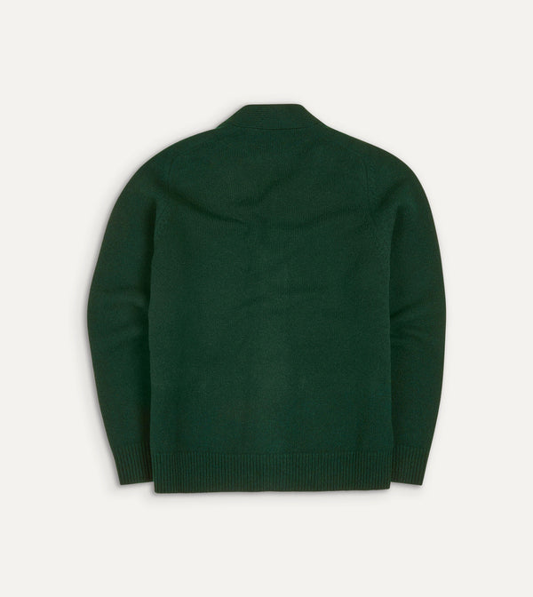 Drake's Dark Green Lambswool 6 Button Cardigan