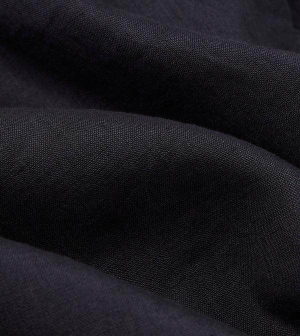 Drake's Dark Navy Linen Spread Collar Shirt