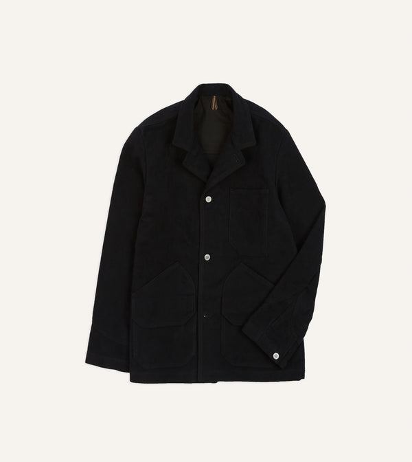 drake's Dark Navy Moleskin Utility Jacket