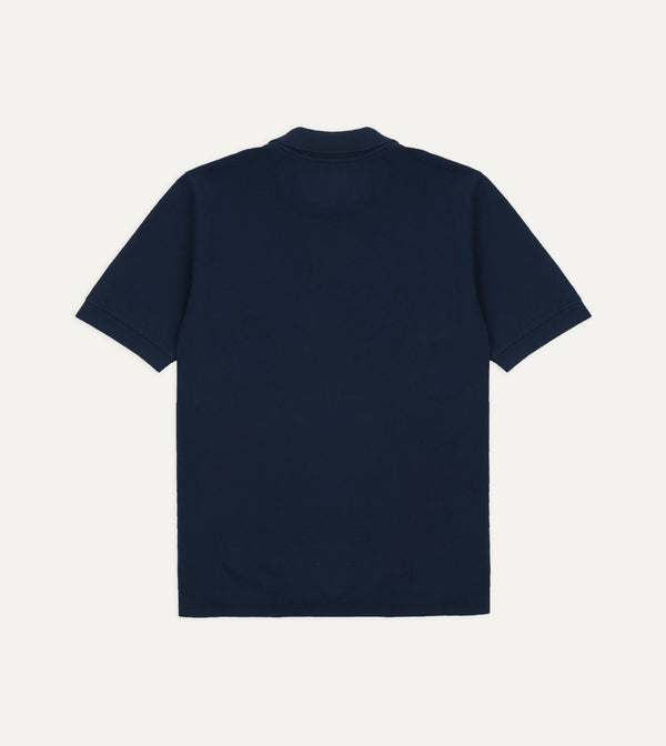 Drake's Dark Navy Piqué Cotton Polo Shirt