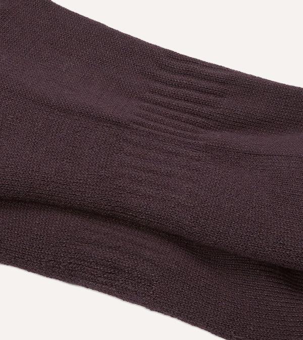 Drake's Dark Purple Cotton Sports Socks