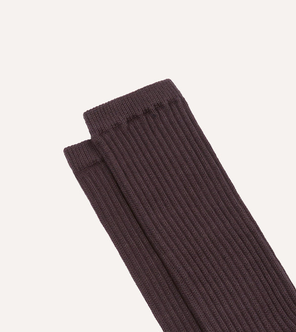 Drake's Dark Purple Cotton Sports Socks