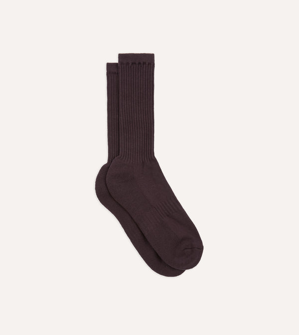 drake's Dark Purple Cotton Sports Socks