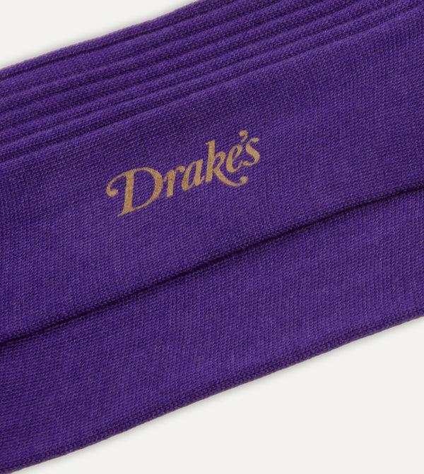 Drake's Dark Purple Wool Over-the-Calf Socks