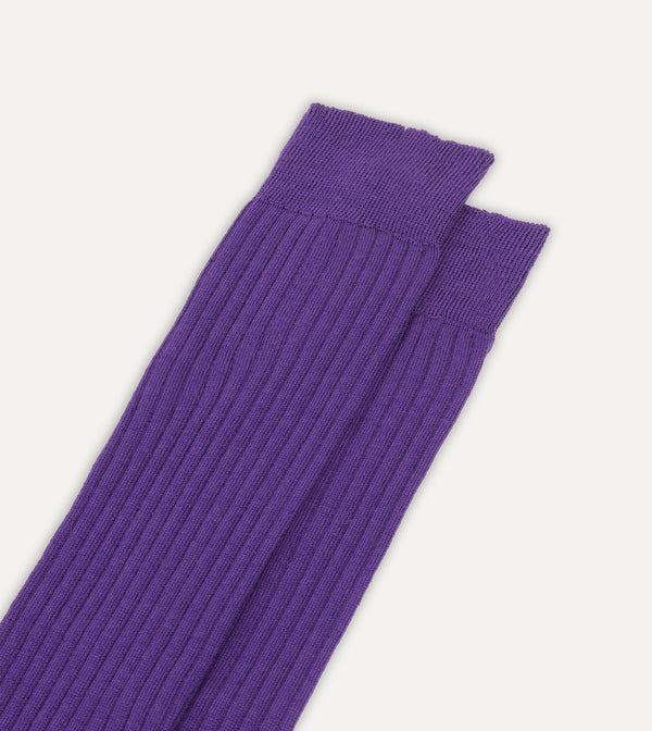 Drake's Dark Purple Wool Over-the-Calf Socks