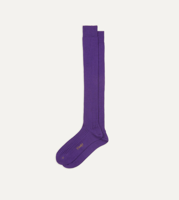 Drake's Dark Purple Wool Over-the-Calf Socks