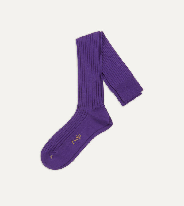 drake's Dark Purple Wool Over-the-Calf Socks