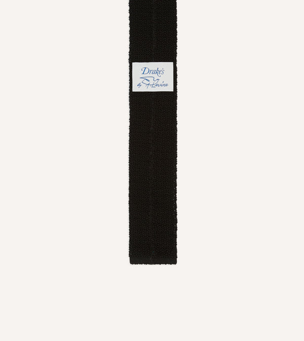 Drake's Drake's By A. Levine Black Knitted Silk Tie