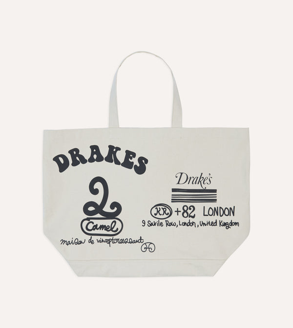 Drake's Drake's & Mr Camel Ecru Tote Bag