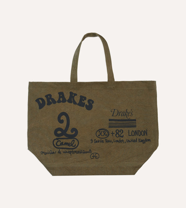 Drake's Drake's & Mr Camel Khaki Tote Bag