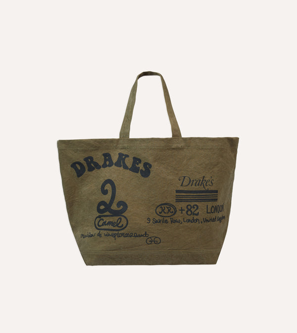 drake's Drake's & Mr Camel Khaki Tote Bag