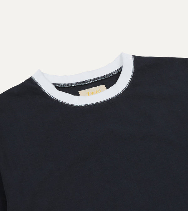 Drake's Drake's & Mr Camel Navy Ringer T-Shirt