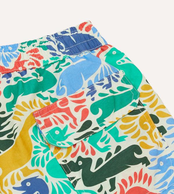 Drake's Ducks Print Nylon Drawstring Swim Shorts