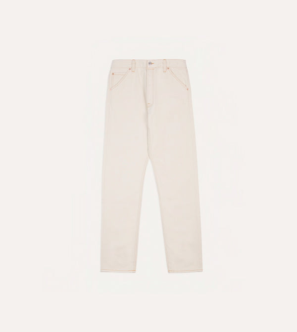 Drake's Ecru 13.2oz Denim Five-Pocket Jeans