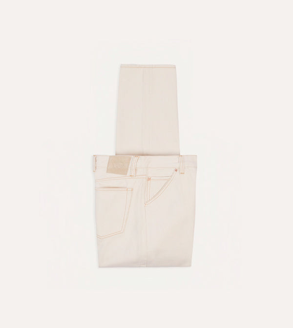 drake's Ecru 13.2oz Denim Five-Pocket Jeans