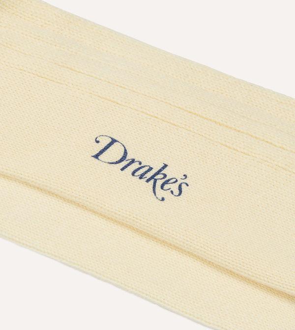 Drake's Ecru And Blue Striped Sport Socks