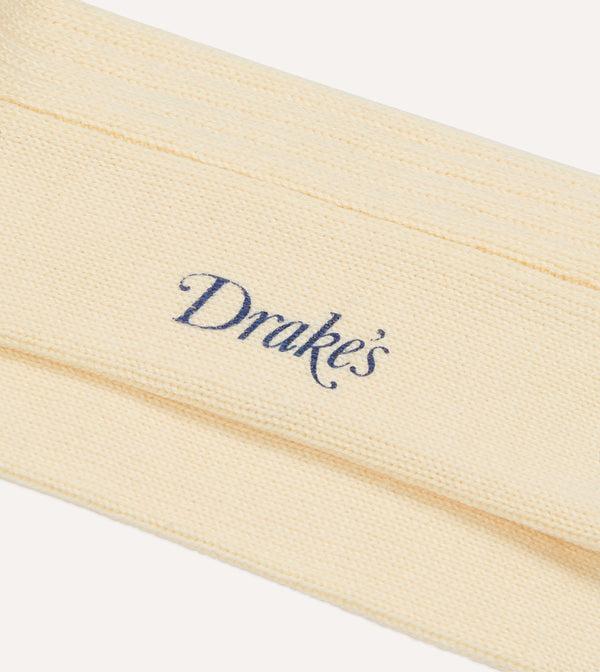 Drake's Ecru Blue And Orange Striped Sport Socks