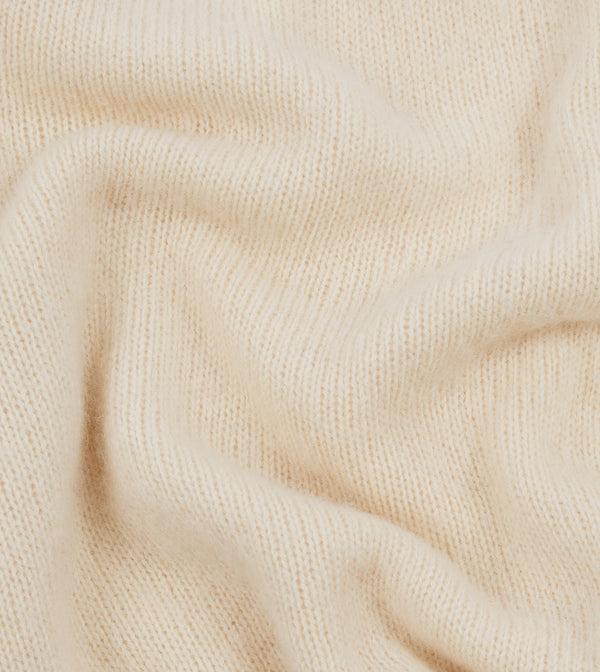 Drake's Ecru Brushed Shetland Crew Neck Jumper
