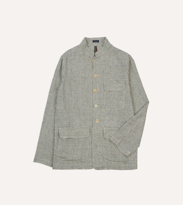 drake's Ecru Check Linen Forestiere Jacket