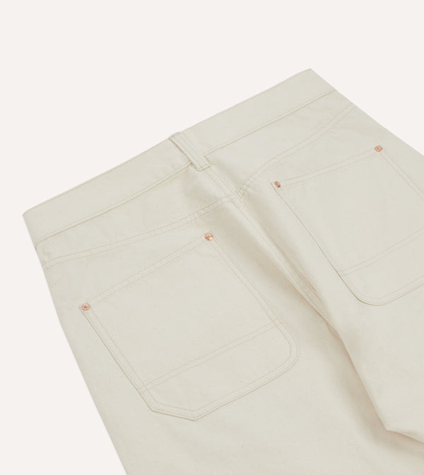 Drake's Ecru Cotton Canvas Carpenter Jeans