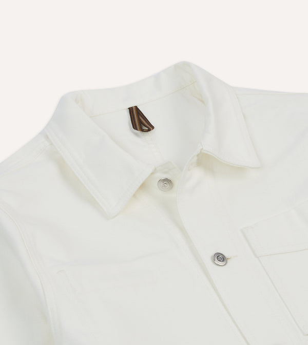 Drake's Ecru Cotton Canvas Work Jacket