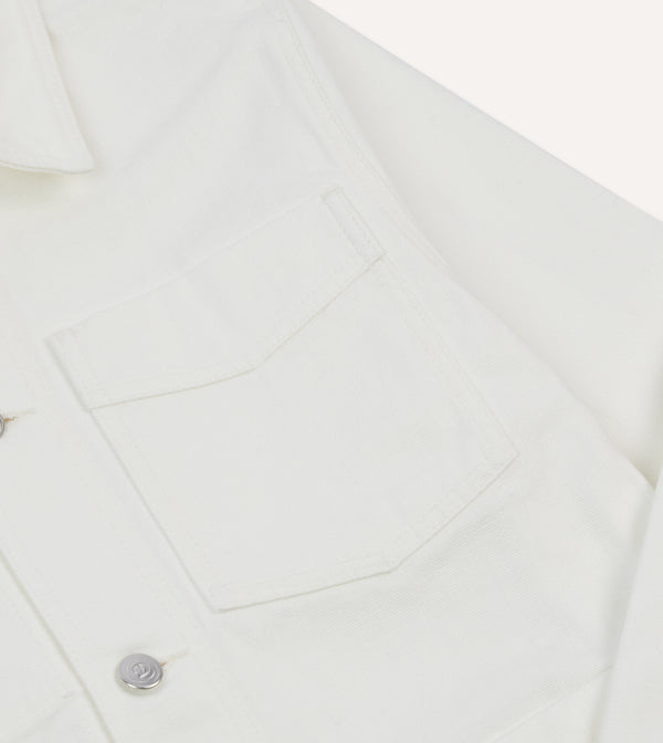 Drake's Ecru Cotton Canvas Work Jacket