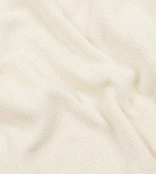 Drake's Ecru Cotton Mock Neck Jumper