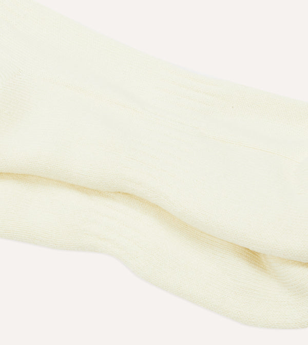 Drake's Ecru Cotton Sports Socks