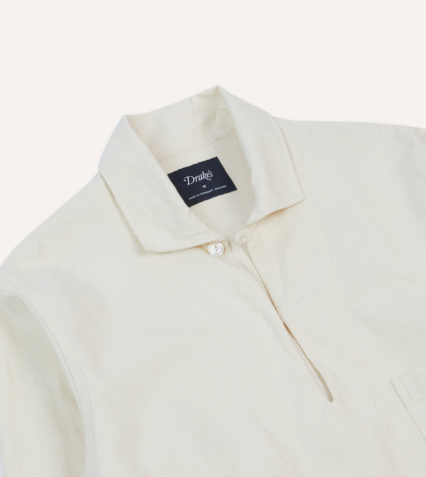 Drake's Ecru Cotton Twill Smock