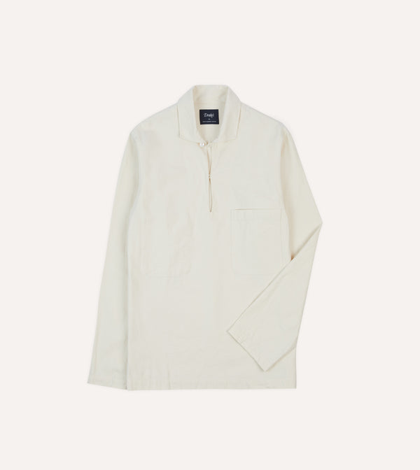 drake's Ecru Cotton Twill Smock