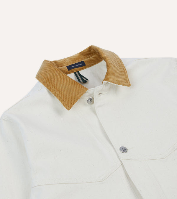 Drake's Ecru Denim Western Chore Jacket