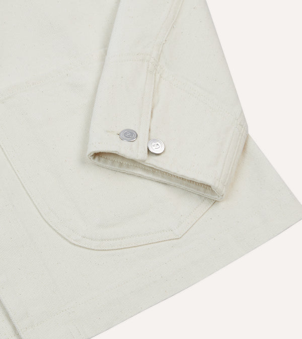 Drake's Ecru Denim Western Chore Jacket