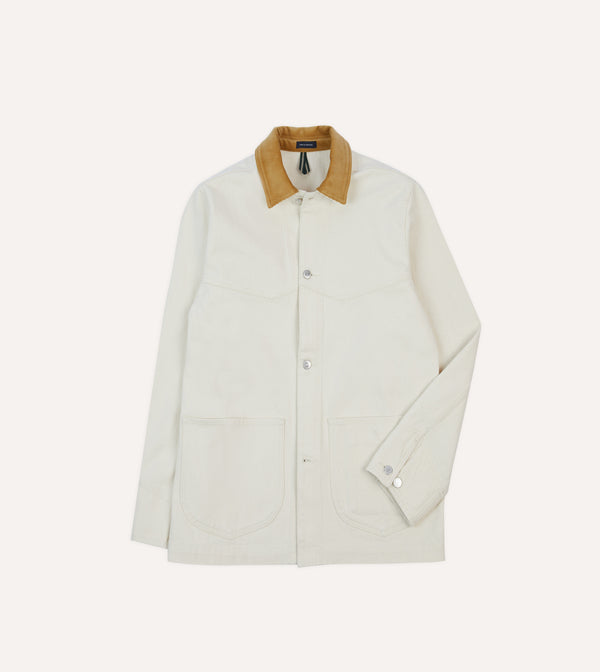 drake's Ecru Denim Western Chore Jacket